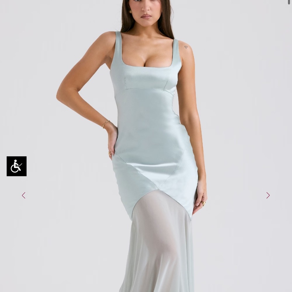 HOUSE OF CB 'Vittoria' Pistachio Chiffon Floor Length Gown